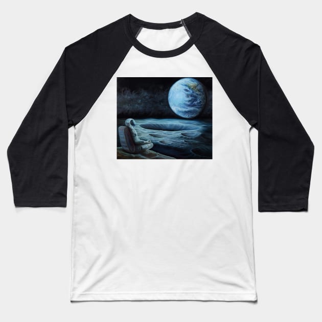 Astronaut meditating on the Moon Baseball T-Shirt by SPACE ART & NATURE SHIRTS 